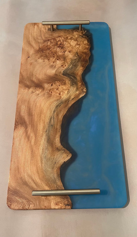 Ocean Blue Sequoia Wood Serving Tray